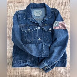 Polo by Ralph Lauren Dark Blue Kids Denim Jacket with Flag Sleeve Patch